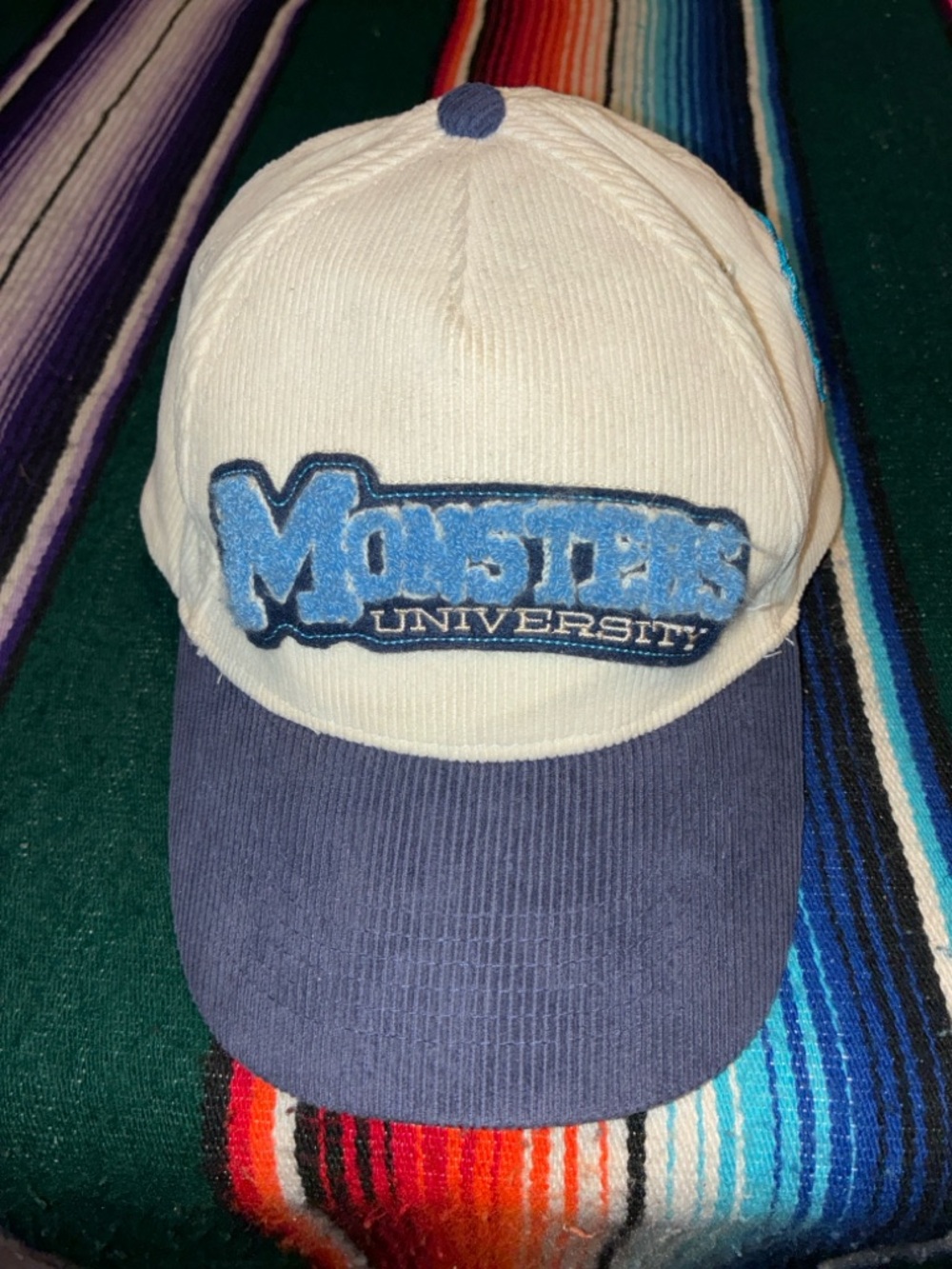 Disney Pixar Monsters University Patch Corduroy Snapback Hat Y2K